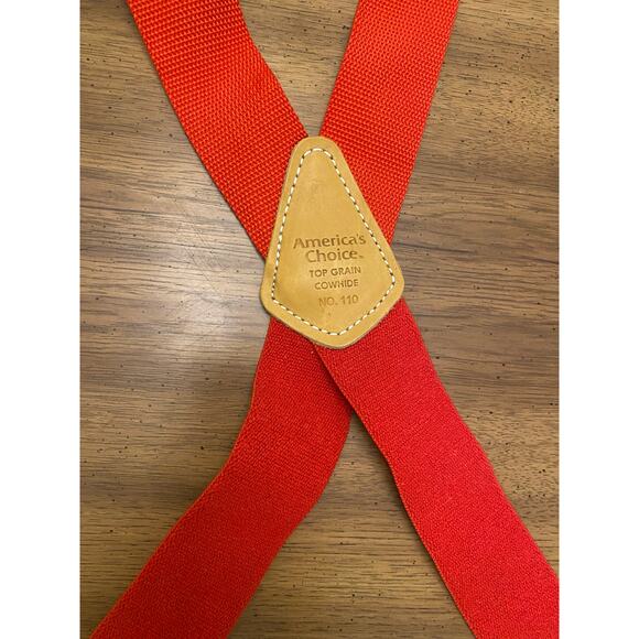 America's Choice Top Grain Cowhide‎ and Red Nylon Suspenders Workwear - Picture 2 of 9